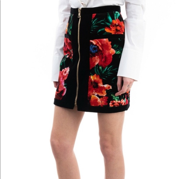 NWT Authentic Balmain Velvet Floral Mini Skirt - Picture 11 of 13